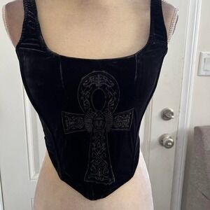 Killstar Grimwhisper corset top ankh witchy goth whimsigoth Medium NWT